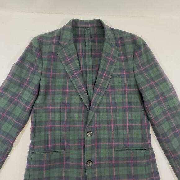 J.Crew 38 Ludlow Suit Jacket Men Well Tartan English Wool-Cotton Twill Moon Slim - Picture 7 of 13